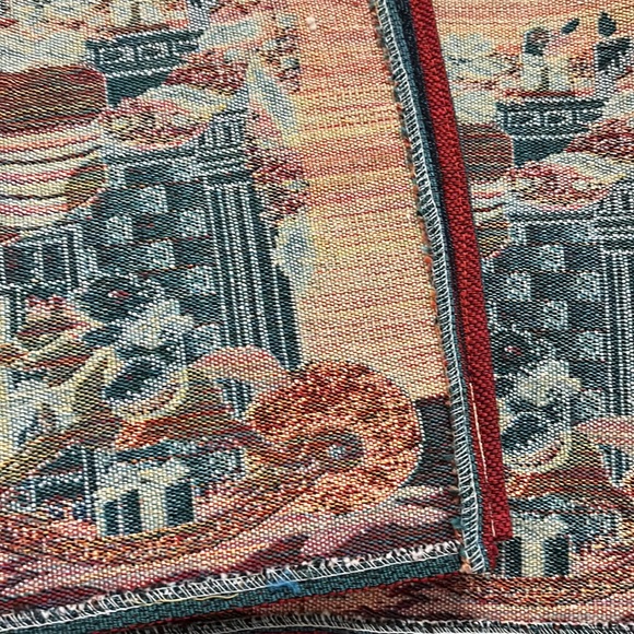 Holiday Table Runner Fireplace with Stockings Rockinghorse 70” Long 12” wide - Picture 10 of 11